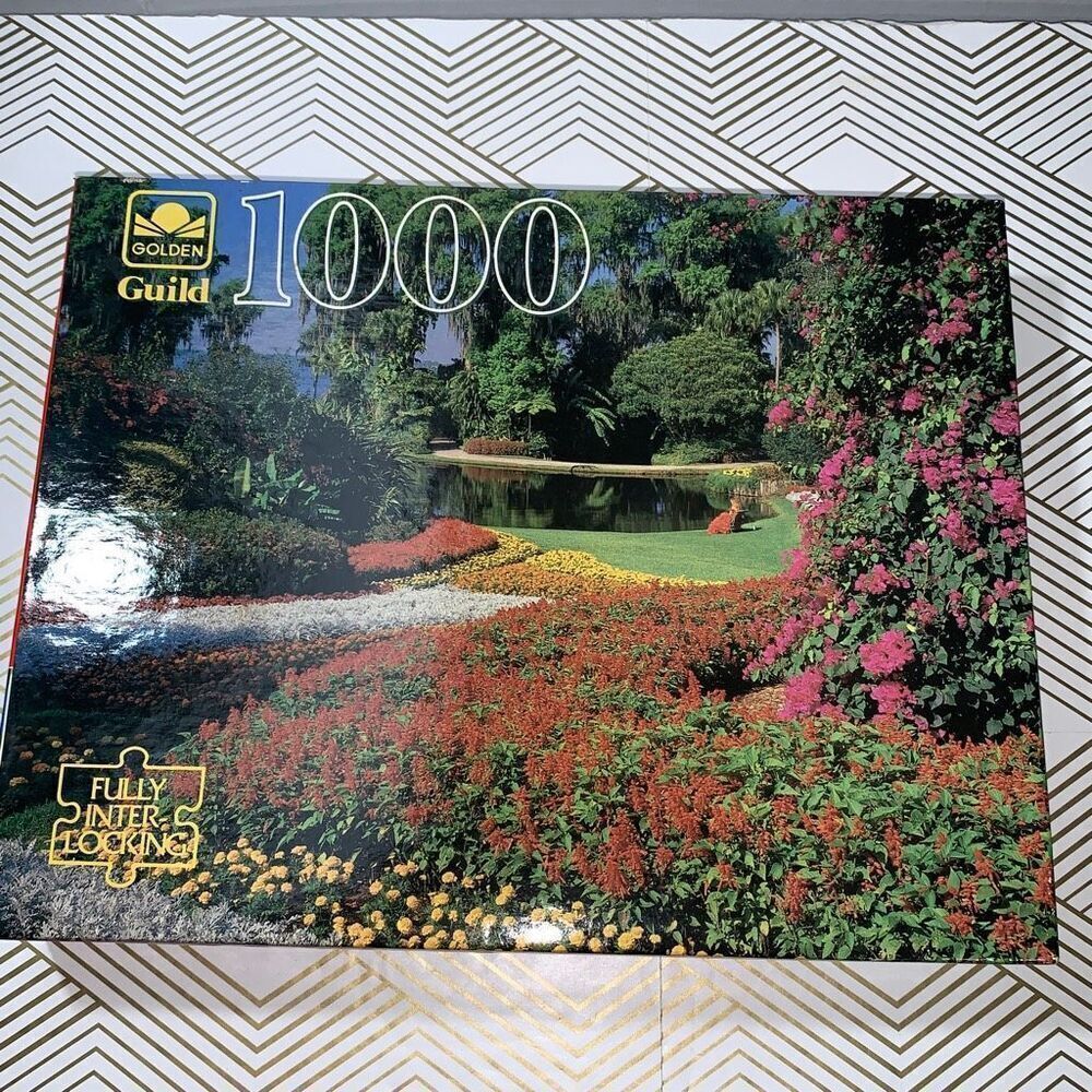 Vintage Golden Guild Cypress‎ Gardens Jigsaw Puzzle 1000 Piece Colorful New